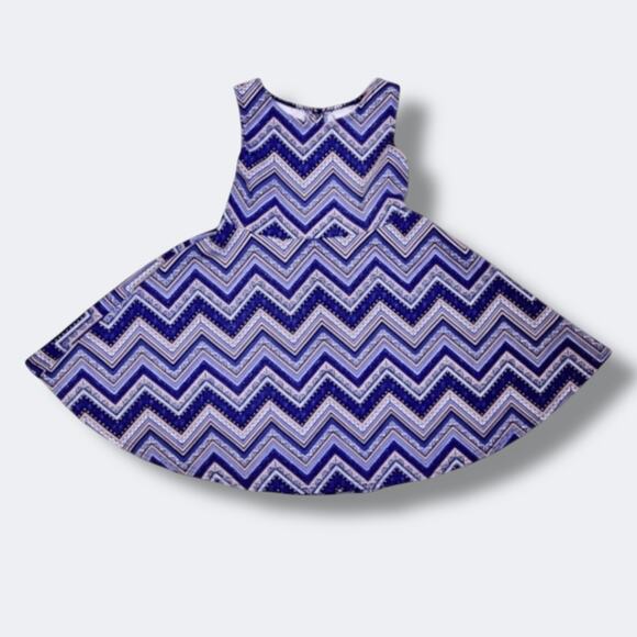 Sweet Heart Rose Girls Dress Size 5 Blue Chevron Sleeveless Twirl - Picture 1 of 10